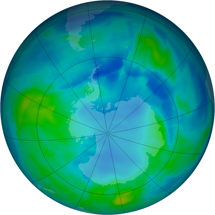 Antarctic ozone map for 24 April 2013